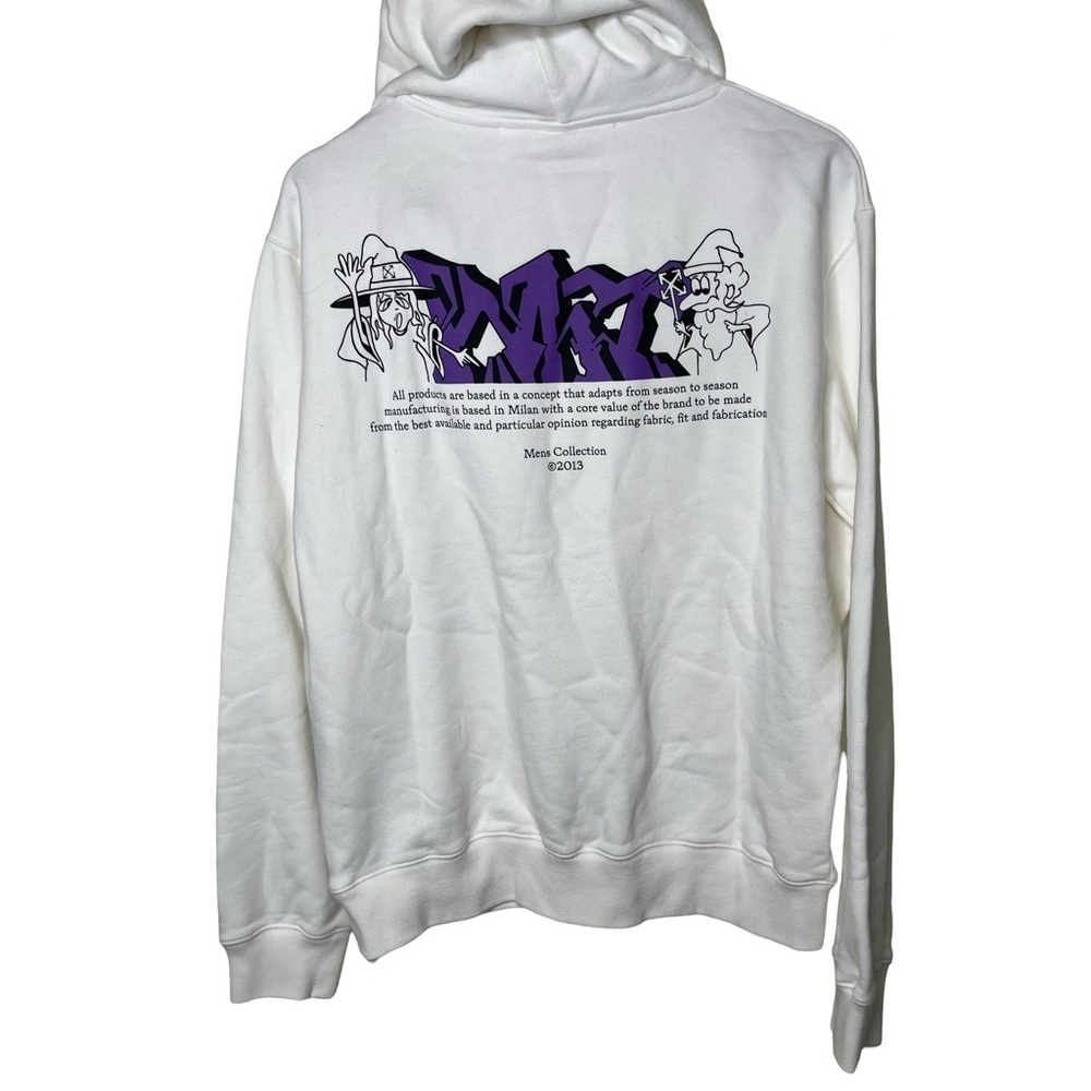 Off-White Printed Cotton-Jersey Hoodie in White sz M - Picture 11 of 11